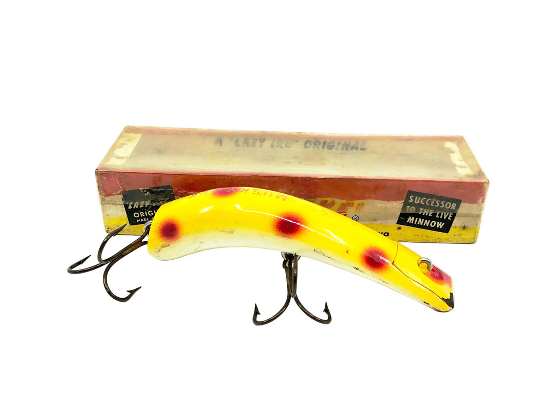 Kautkzy Wooden Lazy Ike Muskie Ike, YS Yellow Spotted Color w/Box