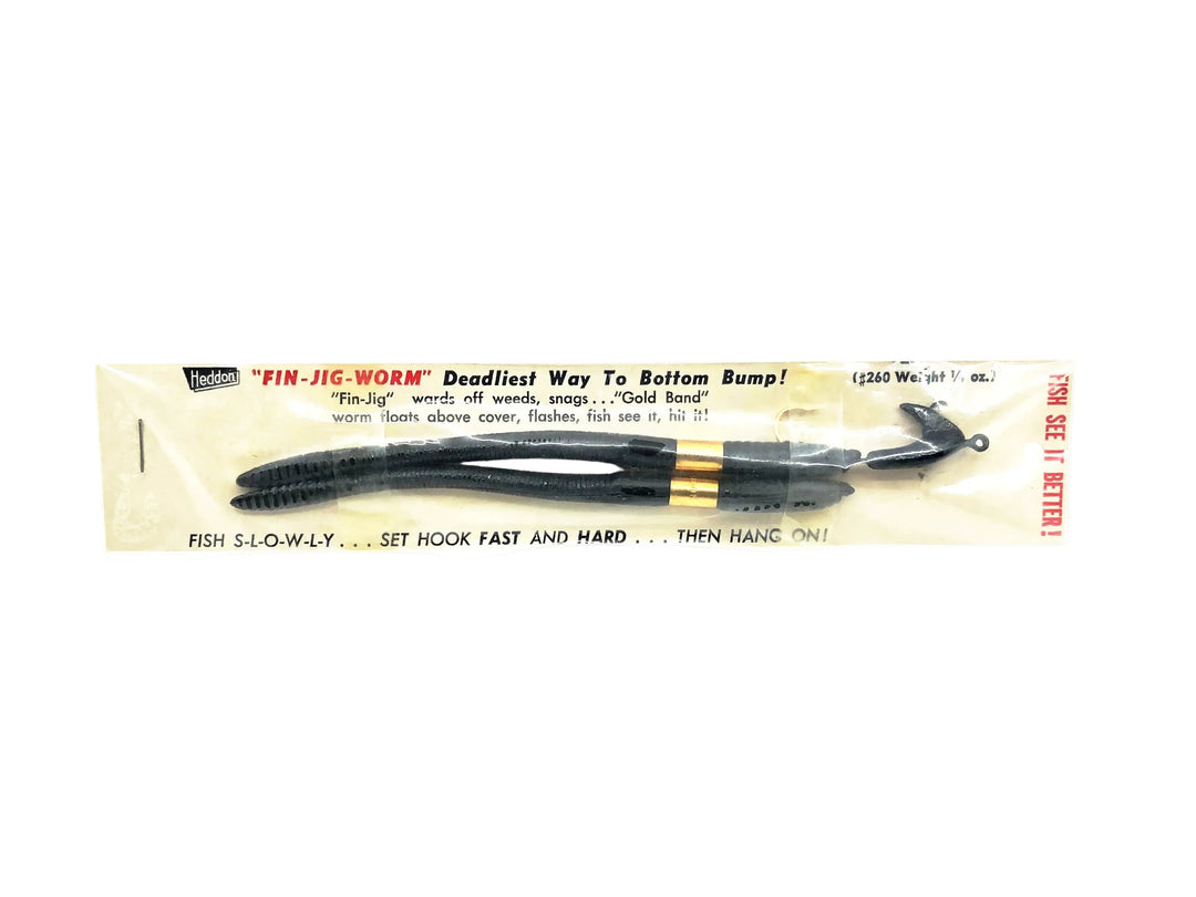 Heddon 260 Fin Jig Worm 1/4oz, Black Color New on Card