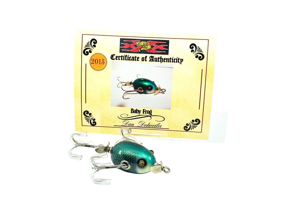 Musky Dan (XXX Lures) Kent Frog, White Head/Blue Scale Color w/COA