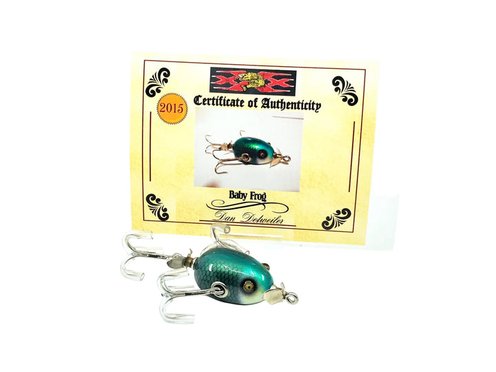 Musky Dan (XXX Lures) Kent Frog, White Head/Blue Scale Color w/COA