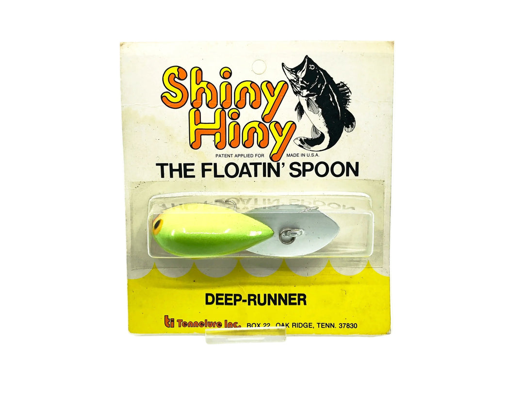 Tennelure Shiny Hiny Floatin' Spoon Deep Diver, #91 Chartreuse Color on Card