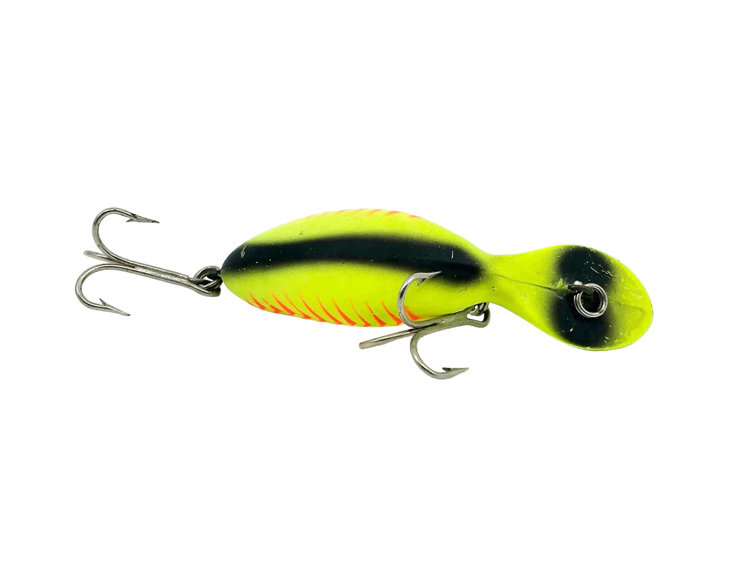 Heddon Tadpolly Spook, NPC Yellow Fluorscent Red Ribs - Variation with Black Spine and Eyes