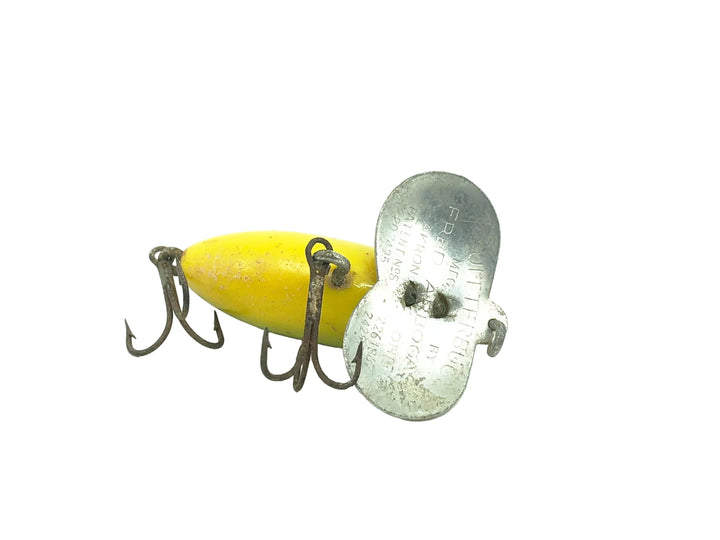 Arbogast Jitterbug 3/8oz, Frog/Yellow Belly Color