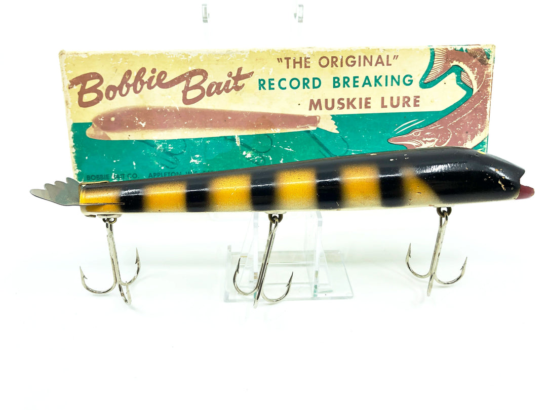 Bobbie Bait Musky Lure Perch Finish Color with Box Vintage Lure