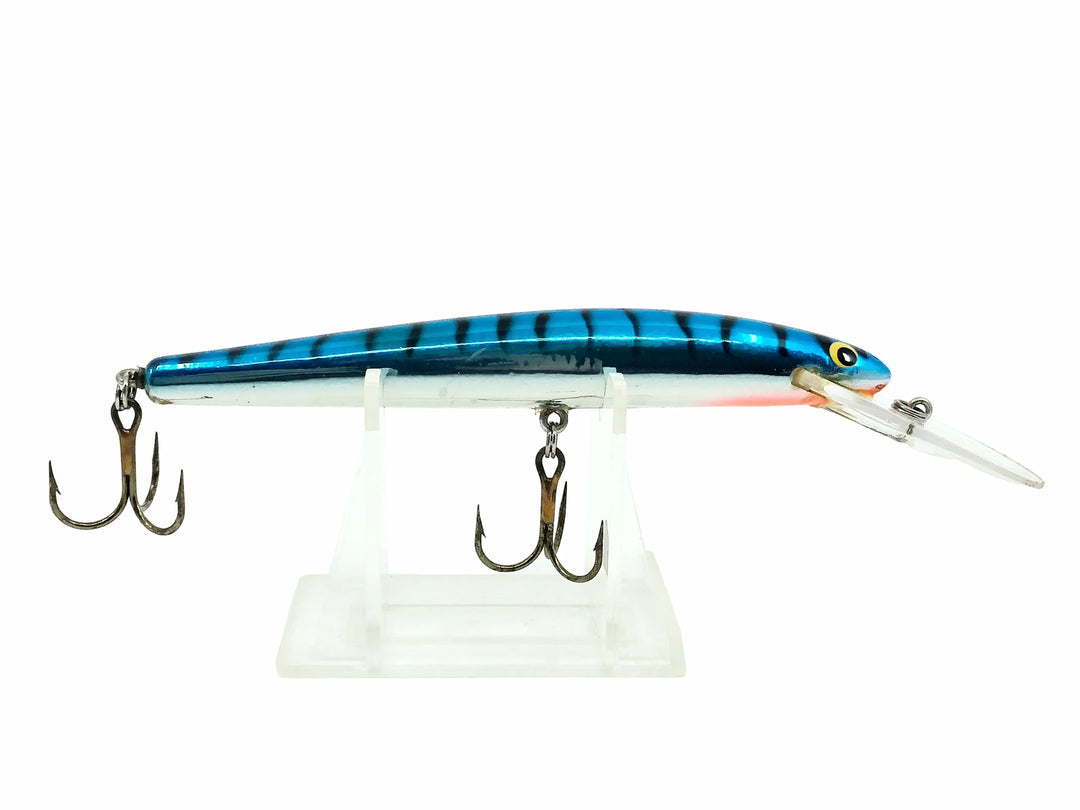 Bagley Deep Diving Bang O Lure DD5-F7S, Blue on Silver Chrome/Tiger Stripes Color- Winter Haven, Very Good Condition