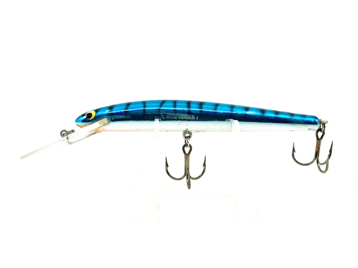 Bagley Deep Diving Bang O Lure DD5-F7S, Blue on Silver Chrome/Tiger Stripes Color- Winter Haven, Very Good Condition