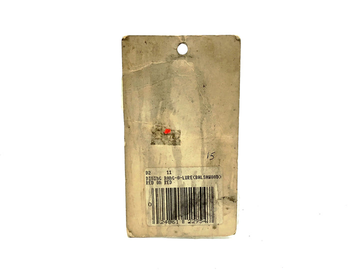 Bagley Diving Bang-O-Lure #2 D2-11, Red on Red Color on Card