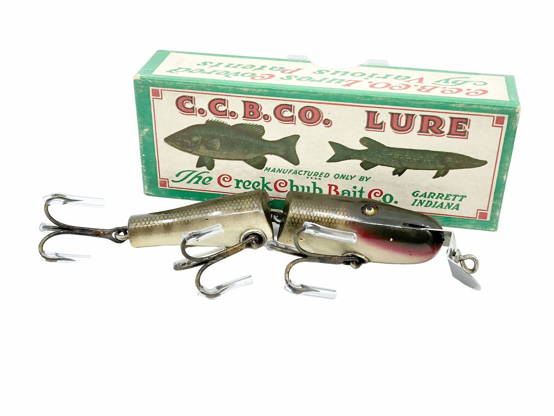 Creek Chub 2600 Jointed Pikie, 2600 Pikie Scale Color with Box - Vintage Wooden Version with glass eyes
