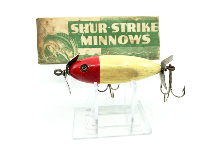 Shur-Strike Baby Injured Minnow in Red Head White Body Color with Box