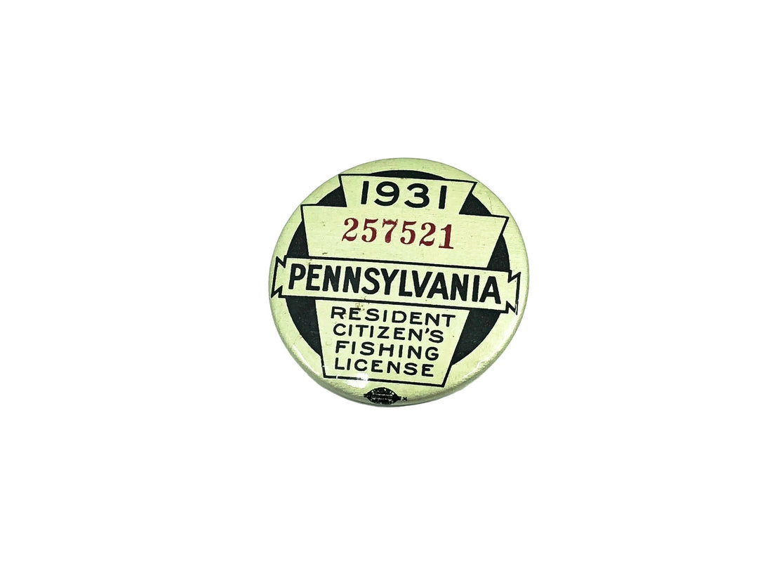 1931 Pennsylvania Resident Fishing License Button