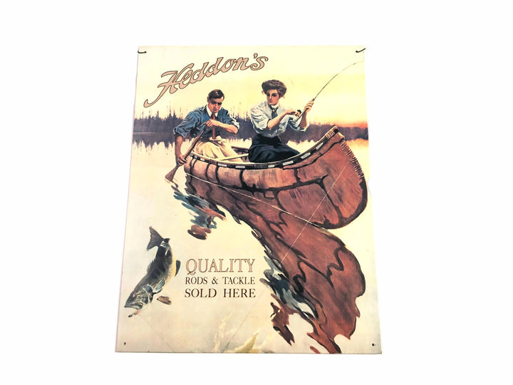 Heddon Quality Rods & Tackle Vintage Reproduction 12 1/2"x16" Aluminum Sign