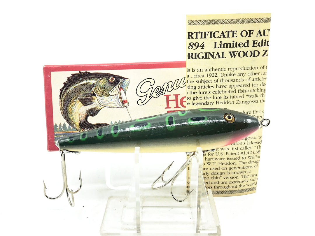 Heddon Centennial Edition Wood Zaragossa New in Box NO. X6500W-BF - Bullfrog/White Belly