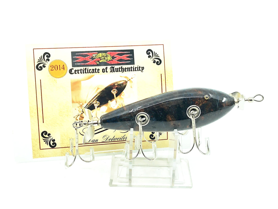 Musky Dan (XXX Lures) 5 Hook Minnow, Dyed Maple Burl w/COA