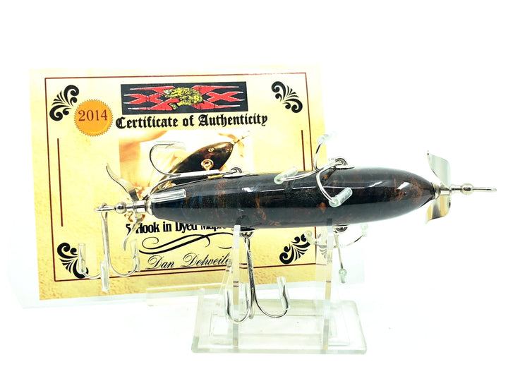 Musky Dan (XXX Lures) 5 Hook Minnow, Dyed Maple Burl w/COA