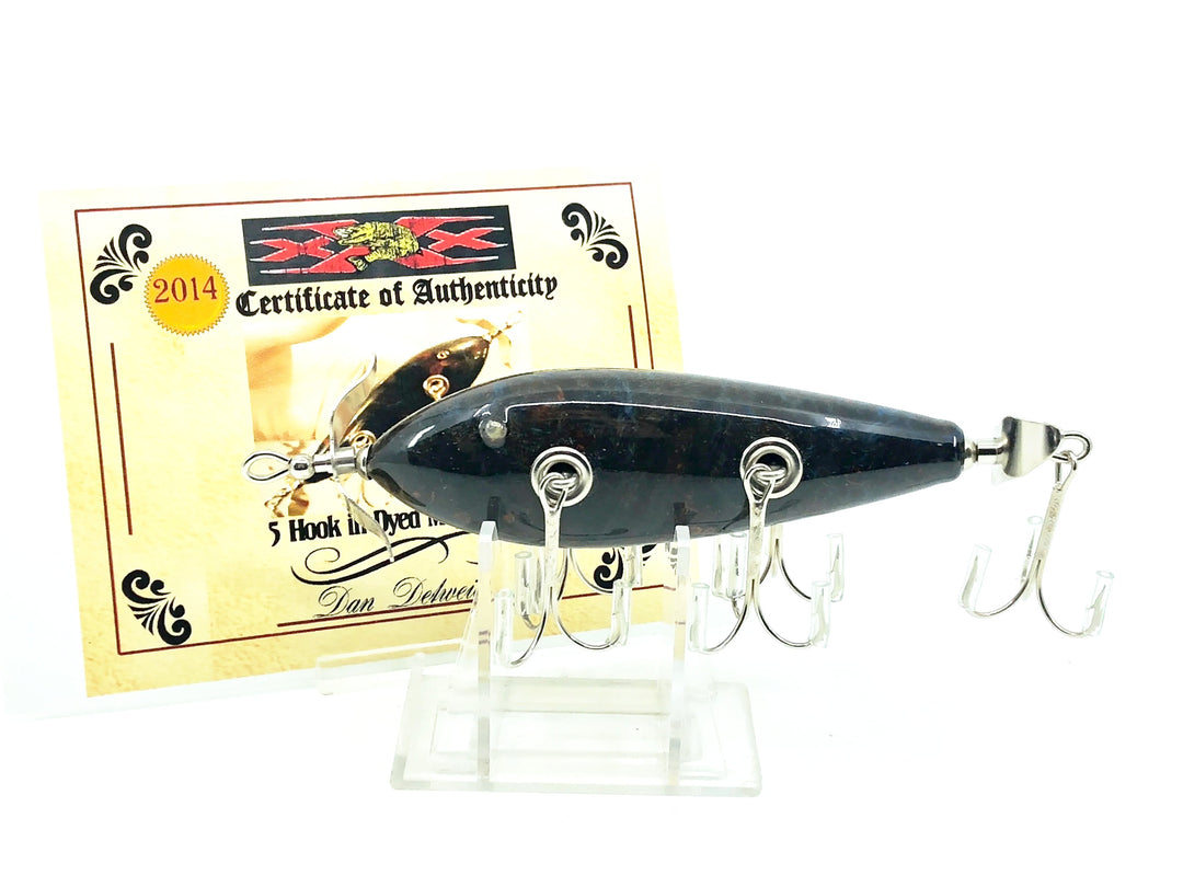 Musky Dan (XXX Lures) 5 Hook Minnow, Dyed Maple Burl w/COA
