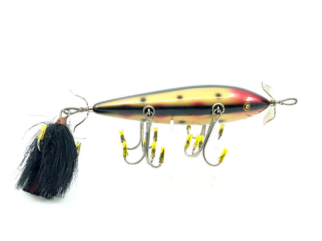 Contemporary Heddon or Pflueger Musky 5 Hook Lure, Spotted Gold Color