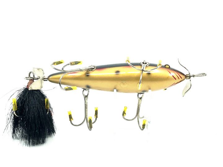 Contemporary Heddon or Pflueger Musky 5 Hook Lure, Spotted Gold Color