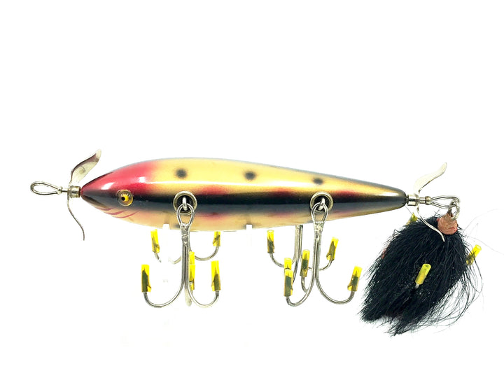 Contemporary Heddon or Pflueger Musky 5 Hook Lure, Spotted Gold Color