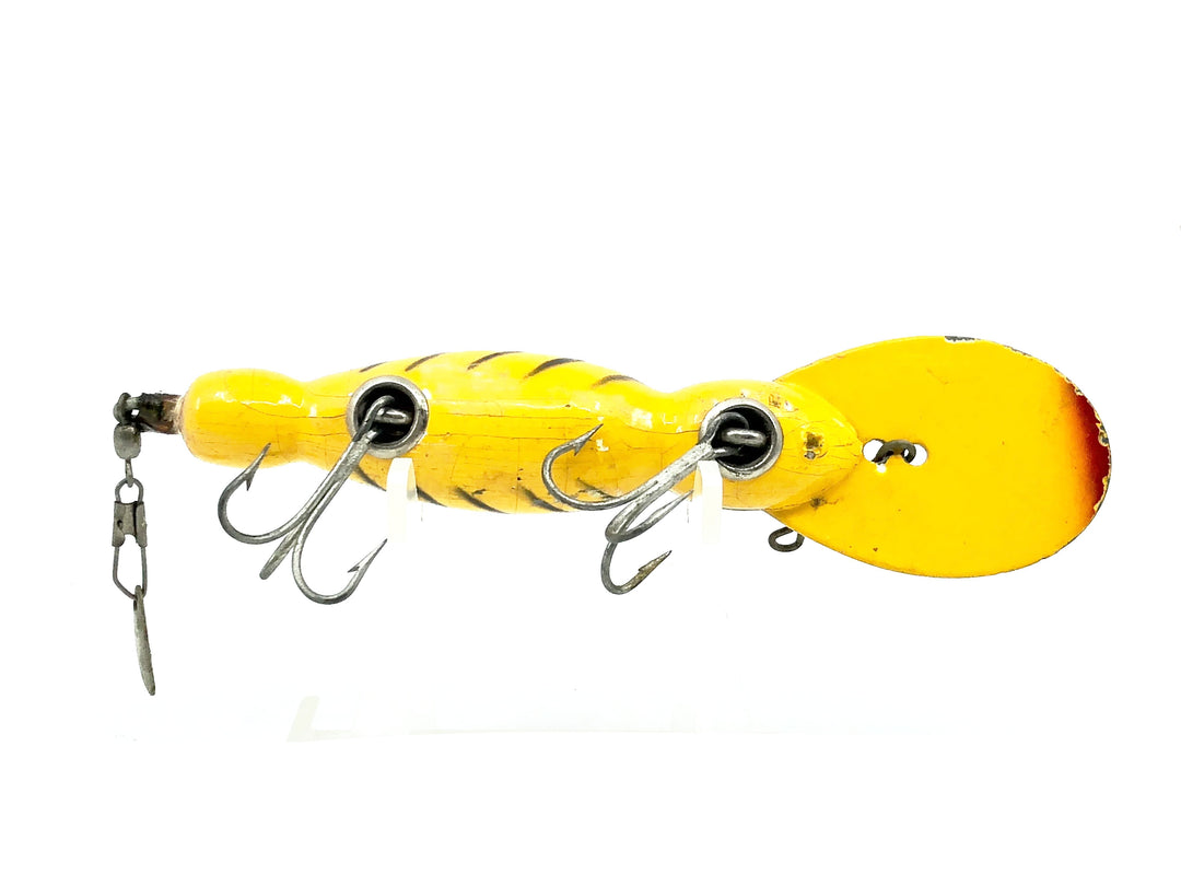 Bomber Wooden Waterdog 1600 Series, #20 Yellow/Black Ribs Color