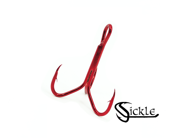Matzuo American Treble Sickle Hook Size 3/0 Qty 25 Hooks 340062-3/0, Red Chrome Color
