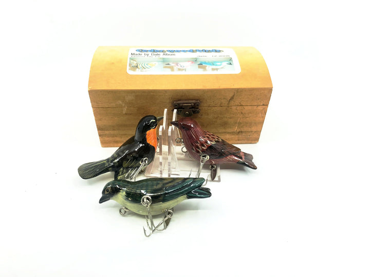 D.A Lures of Western Pennsylvania, Cedar Wood Birds Series, Bird Trio Contemporary Lure with Box