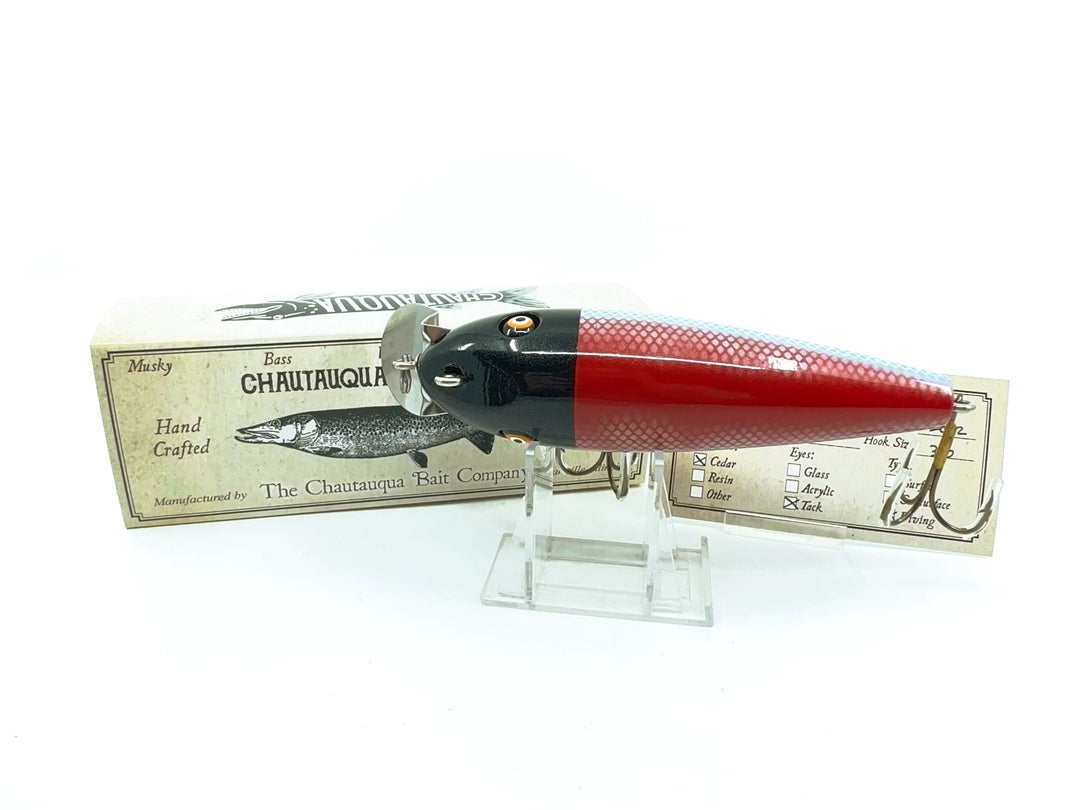 Chautauqua Wooden Magnum Wiggler, Red Bandit Color Custom Lure