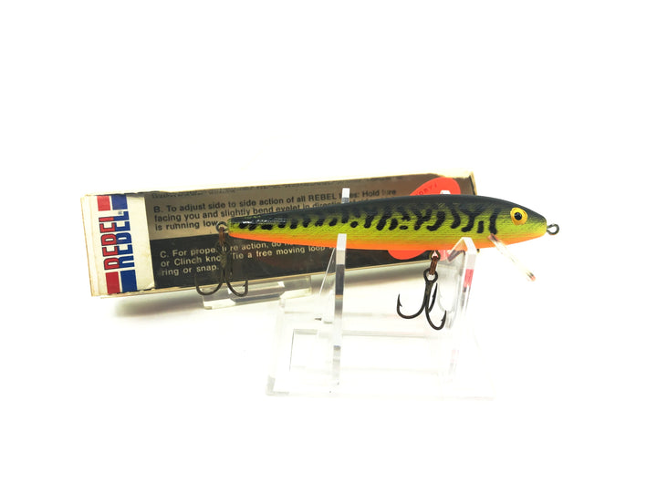 Rebel Minnow Floater F10, #38 Chartreuse/Black Natural Color with Matching Box.