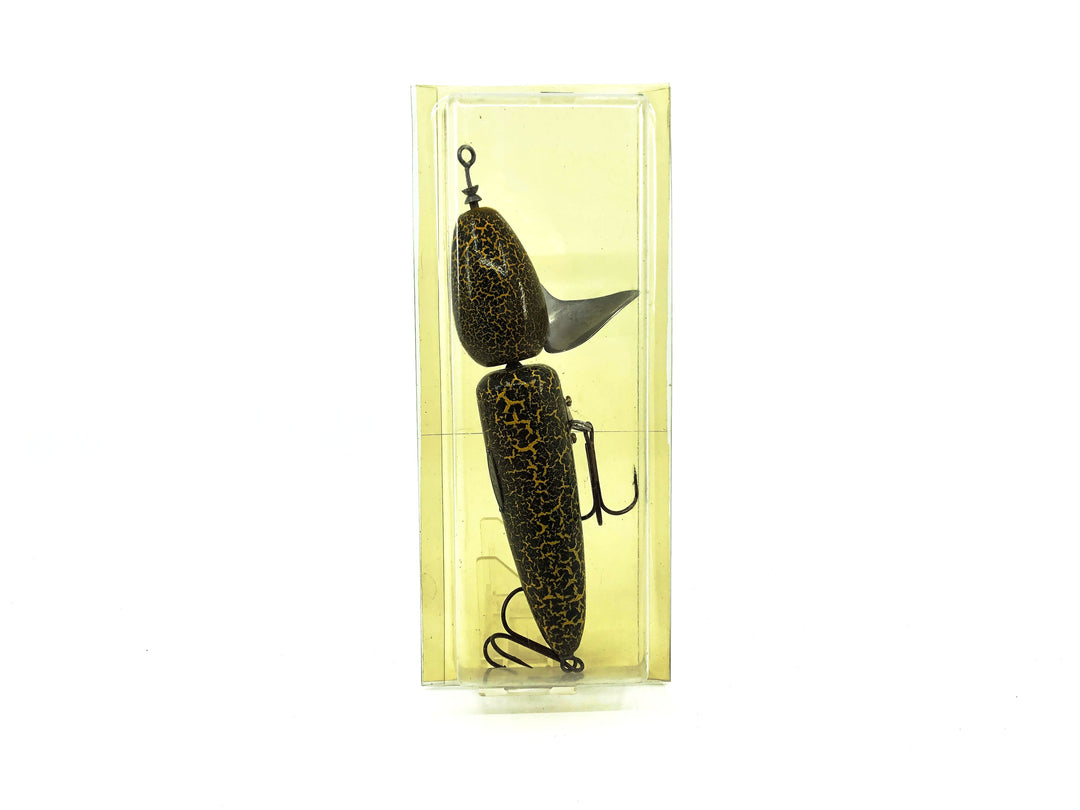 Le Lure Musky Surface Lure, Front Thumper, Fancy Green Crackleback Color with Card