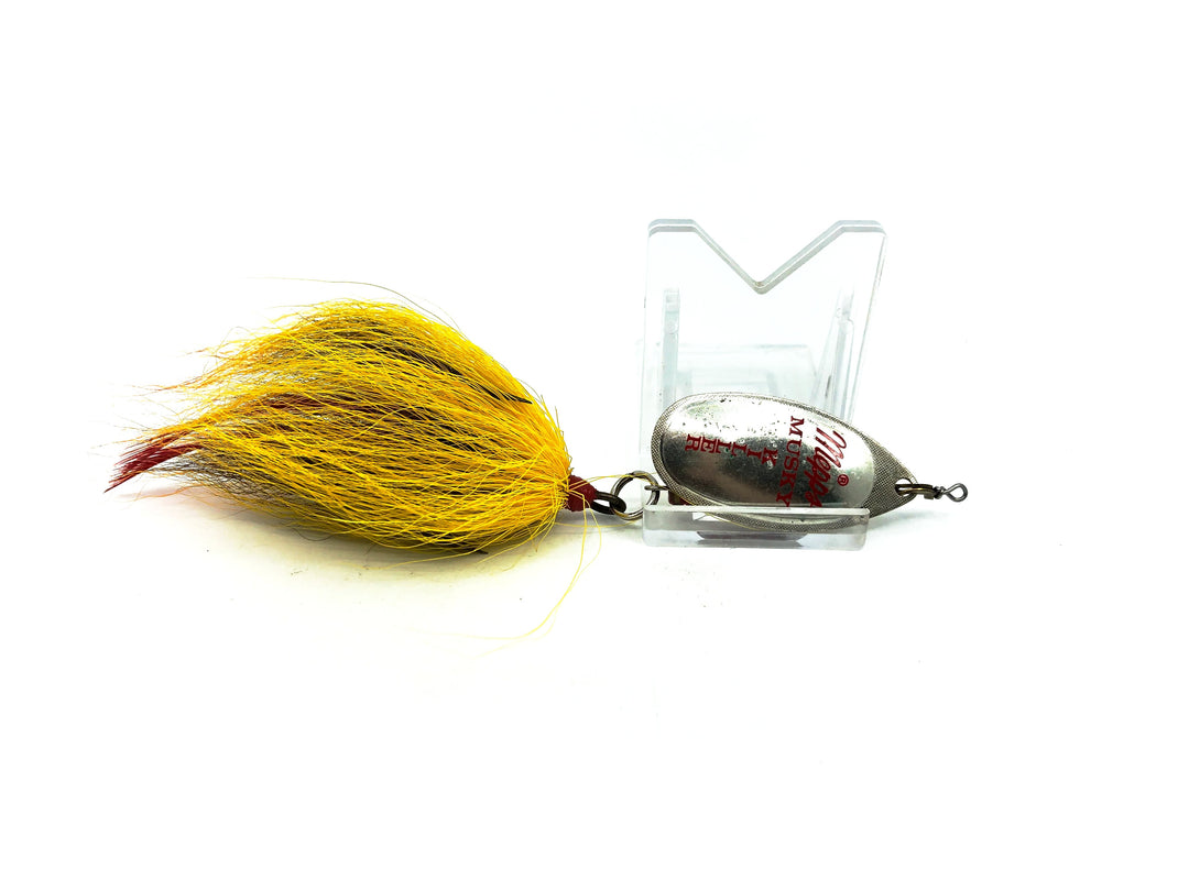 Mepps Musky Killer, Silver Blade/Yellow, Red Bucktail