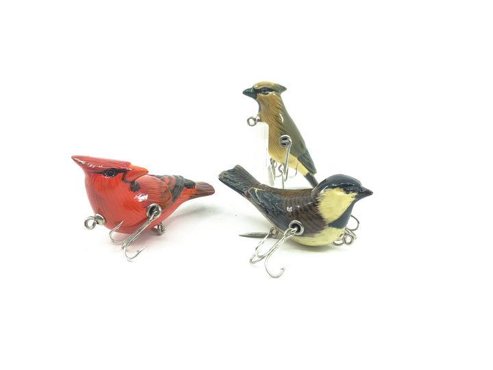D.A Lures of Western Pennsylvania, Cedar Wood Birds Series, Cardinals and a Sparrow Contemporary Lure with Box