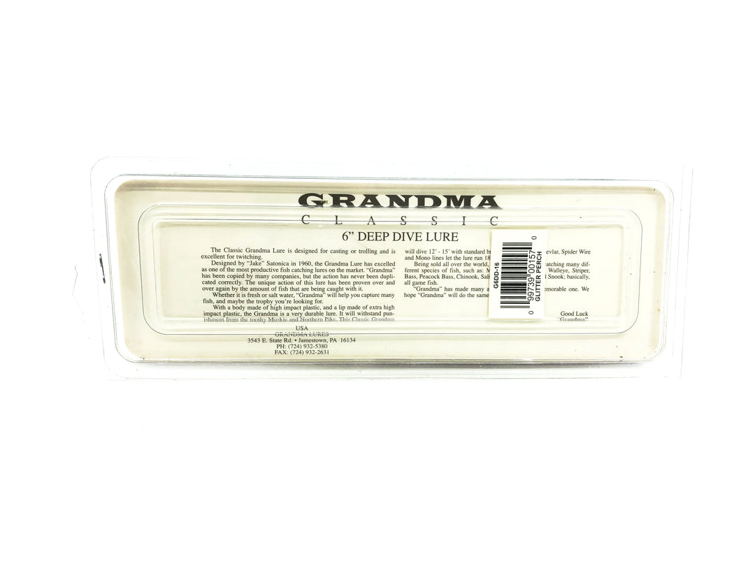 Grandma Classic 6" Deep Dive, Glitter Perch Color New on Card