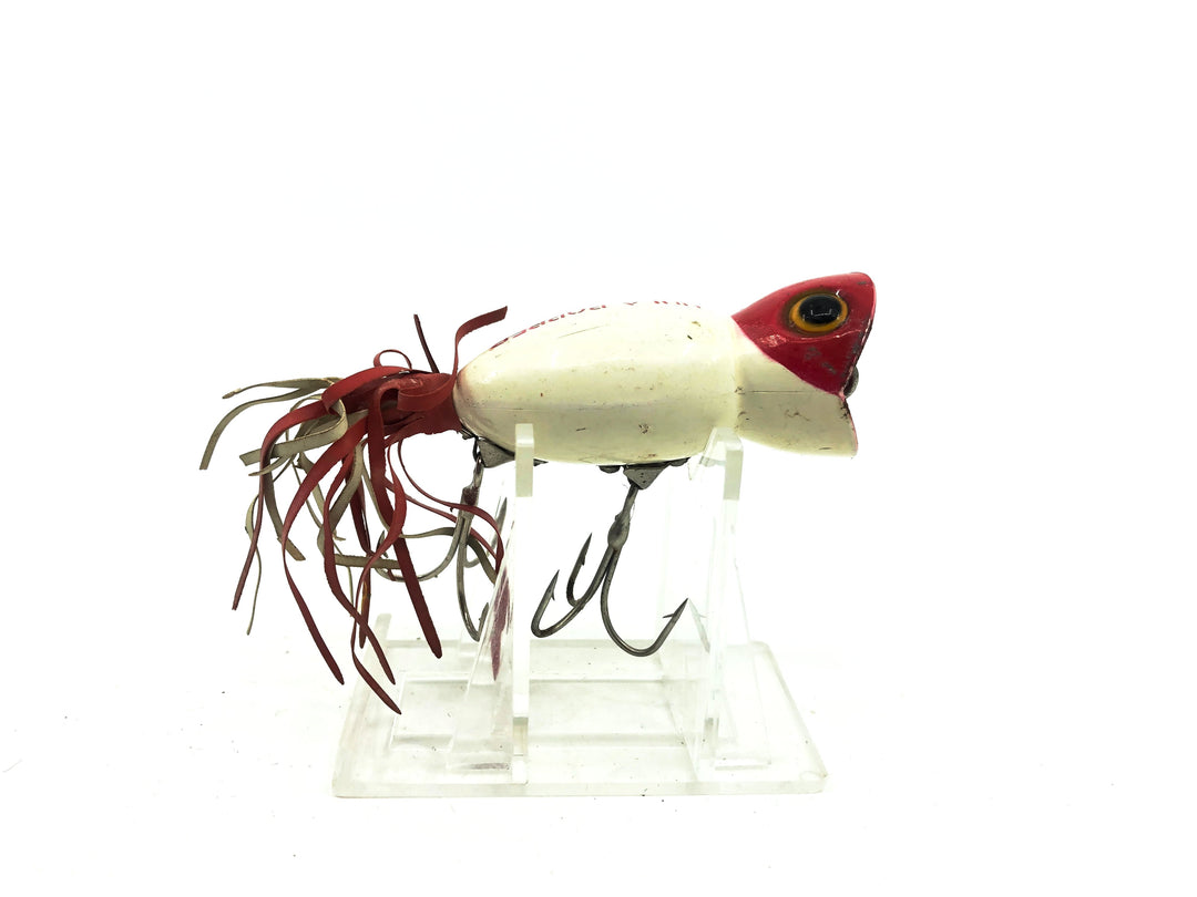 Arbogast Hula Popper, White/Red Color, Early Bug Eyed Model