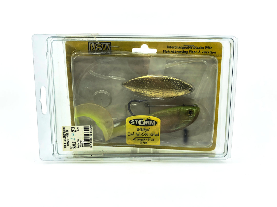 Storm Wildeye Curl Tail Spin Shad Chartreuse Color with Box