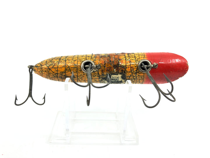 Wooden Heddon Lucky 13 Early L-Rig, 8RH Red Head/White Body Gold Glitter Color