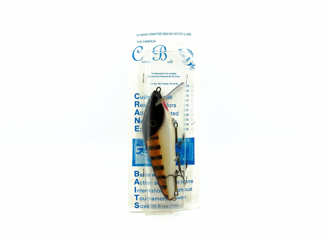 Crane 306 Musky Lure, Perch White Belly Color, New on Card