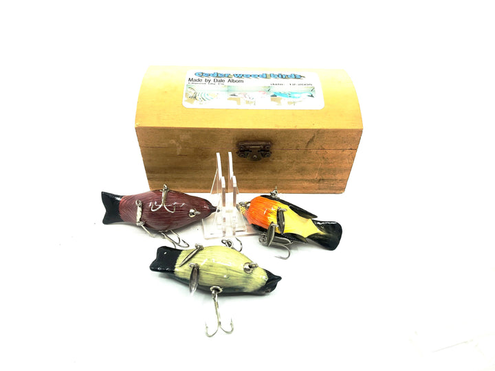 D.A Lures of Western Pennsylvania, Cedar Wood Birds Series, Bird Trio Contemporary Lure with Box