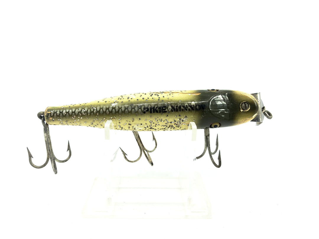 Creek Chub 700 Pikie, 718 Silver Flash Color - Vintage Wooden Version with glass eyes & Military Stencil