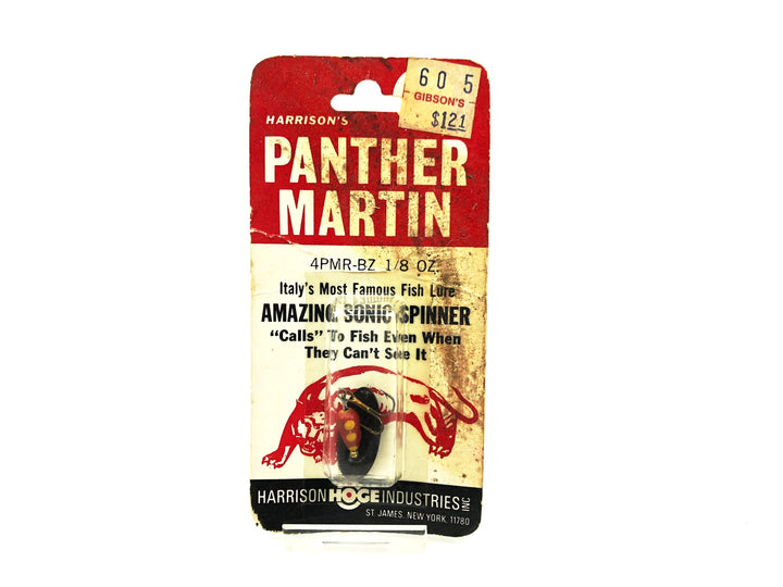 Harrison's Panther Martin 4PMR-BZ 1/8oz, Black Blade/Red Yellow Spots Color on Card