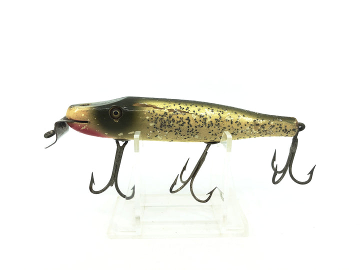 Creek Chub 700 Pikie, 718 Silver Flash Color - Vintage Wooden Version with glass eyes & Military Stencil
