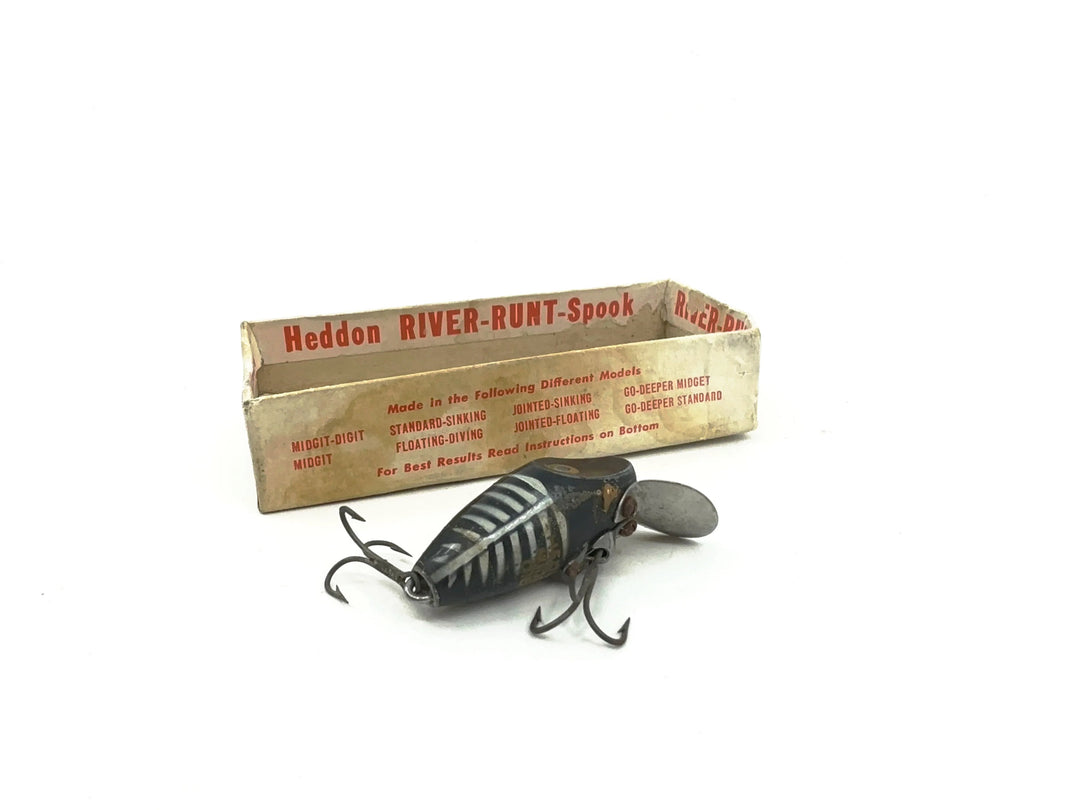 Heddon Midgit Digit River Runt Spook 9020, XBW Black Shore Minnow Color with Bottom Box