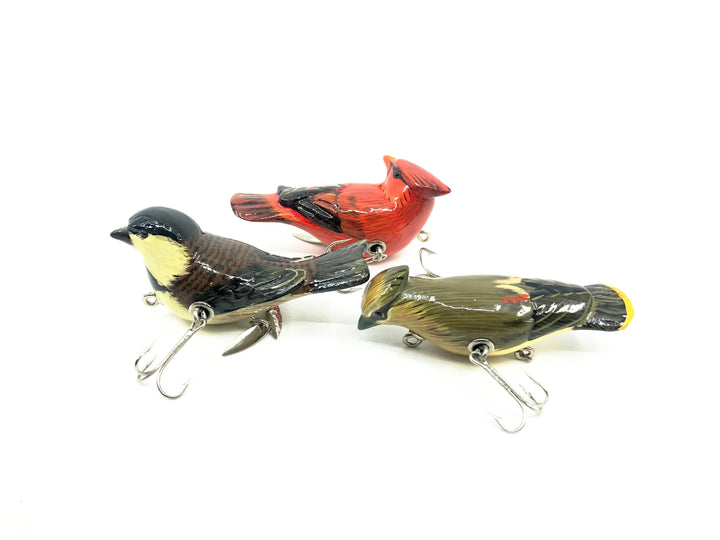 D.A Lures of Western Pennsylvania, Cedar Wood Birds Series, Cardinals and a Sparrow Contemporary Lure with Box