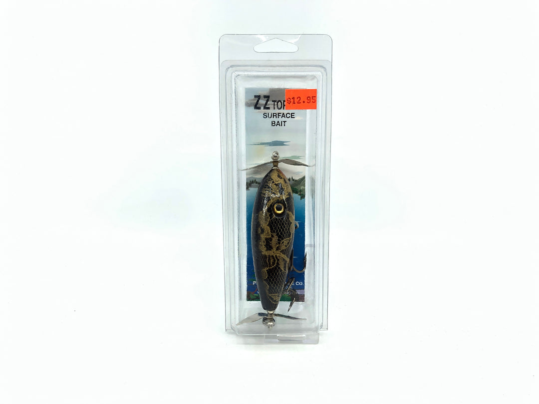 Pfeiffer Tackle Co. ZZ Topper Surface Bait, Gold w/Black Lace Color with Card.