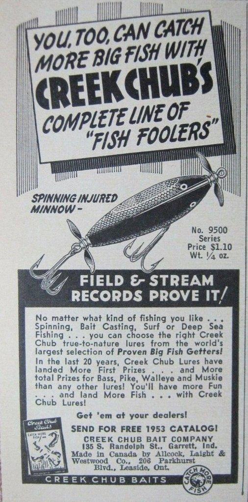 Creek Chub Spinning Injured Minnow Frog Color 9519