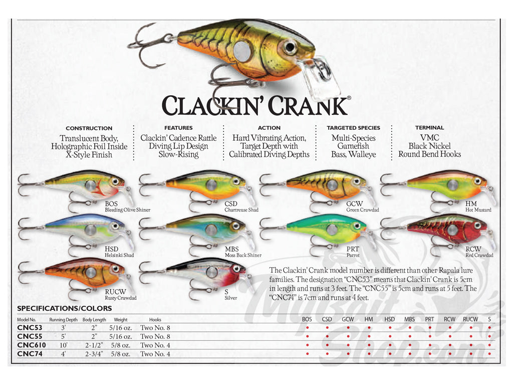 Rapala Clackin' Crank CNC-53 MBS Moss Back Shiner Color New in Box Old Stock