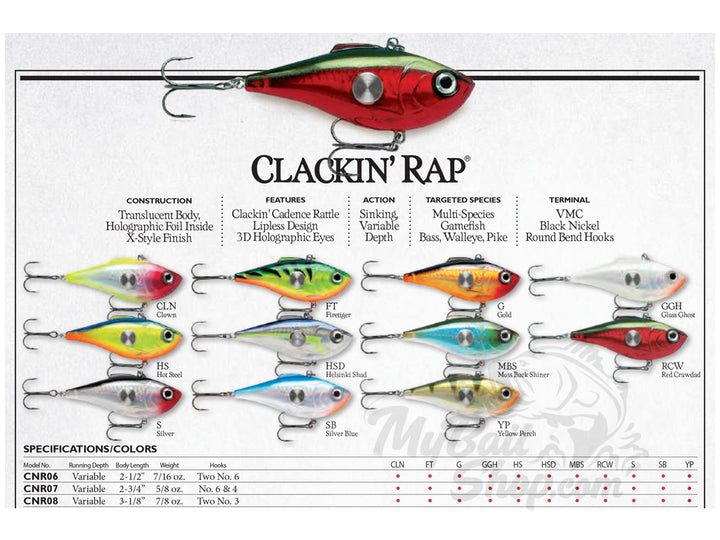 Rapala Clackin' Rap CNR-8 MBS Moss Back Shiner Color New in Box Old Stock