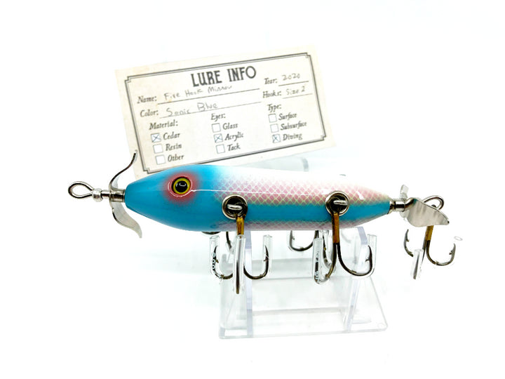 Chautauqua Special Order Wooden 5 Hook Minnow in Sonic Blue Color 2020