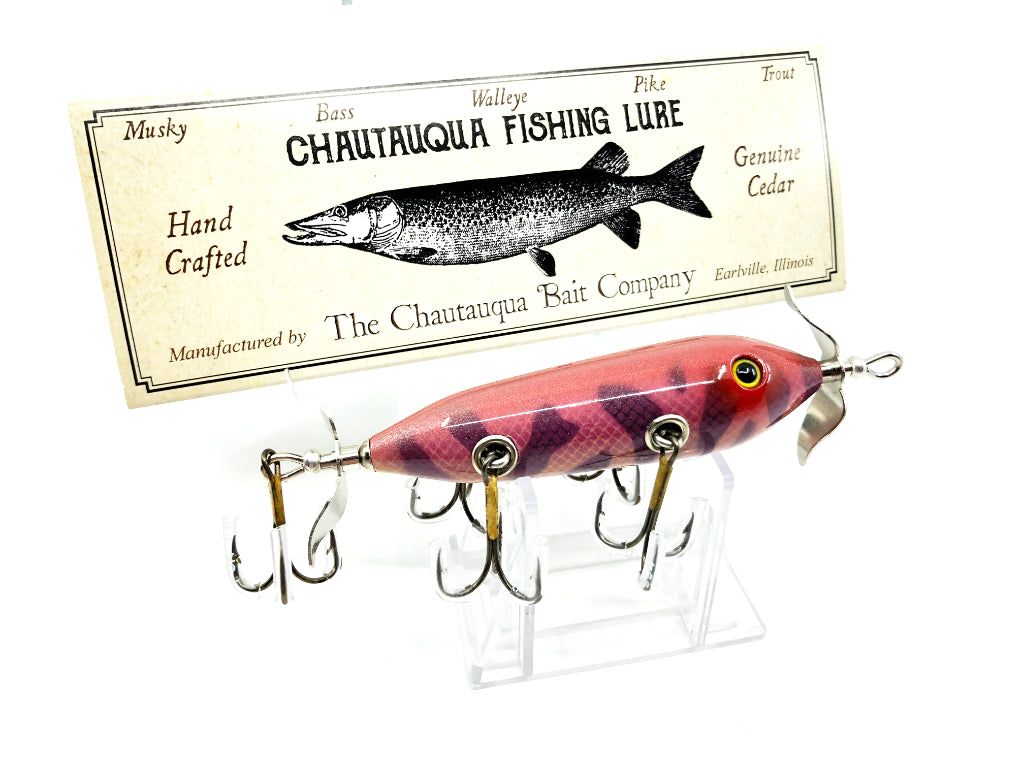 Chautauqua Special Order Wooden 5 Hook Minnow in Pink Tiger Color 2020