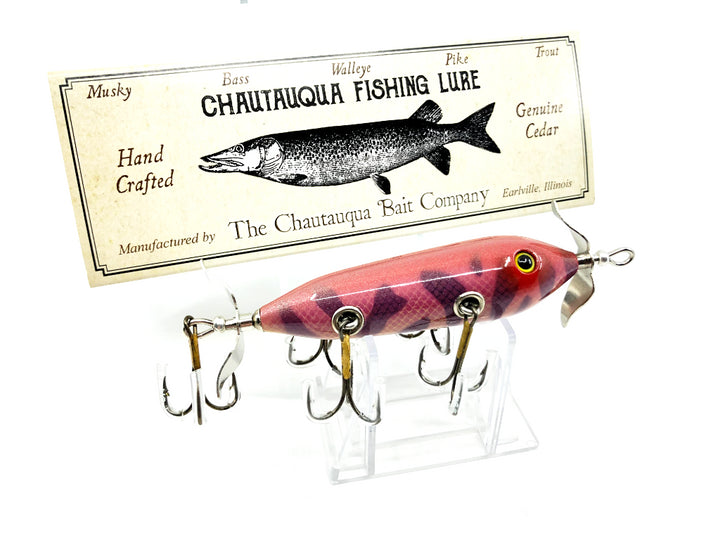 Chautauqua Special Order Wooden 5 Hook Minnow in Pink Tiger Color 2020