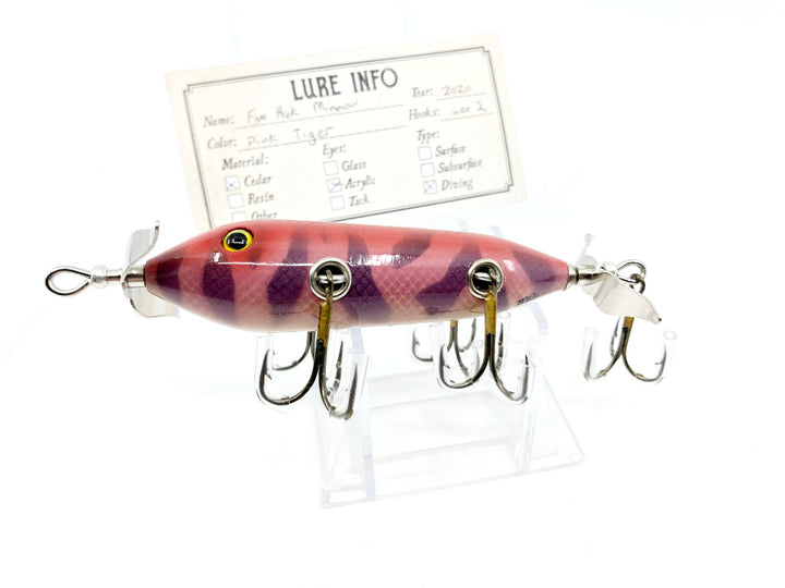 Chautauqua Special Order Wooden 5 Hook Minnow in Pink Tiger Color 2020