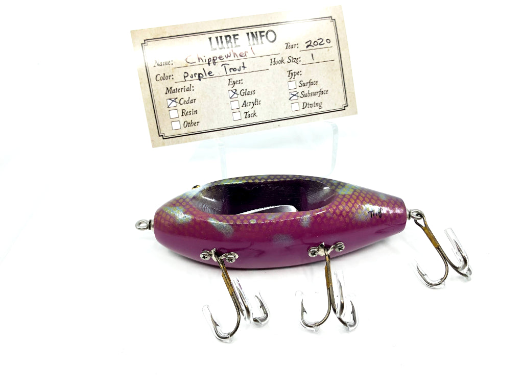 Chautauqua Wooden Special Order Musky Chippewherl in Purple Trout Color